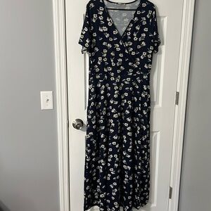 Navy floral maxi dress with pockets